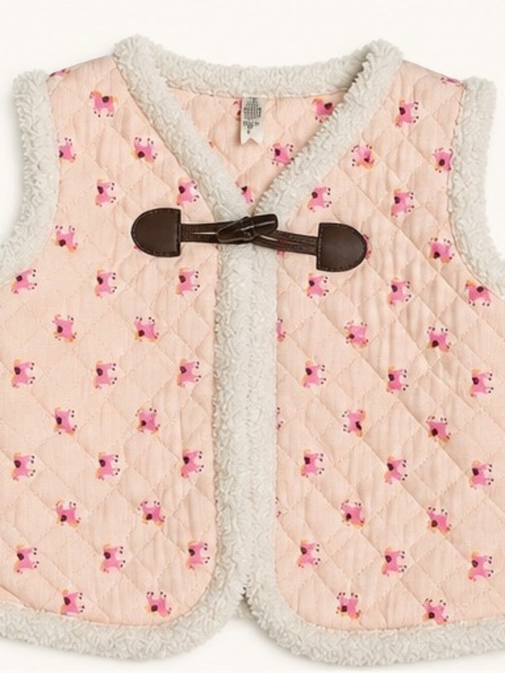 Matilda Jane Pink Quilted Vest with Cream Sherpa Trim
